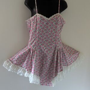 Cider Pink Floral Lace-Trim Skater Dress